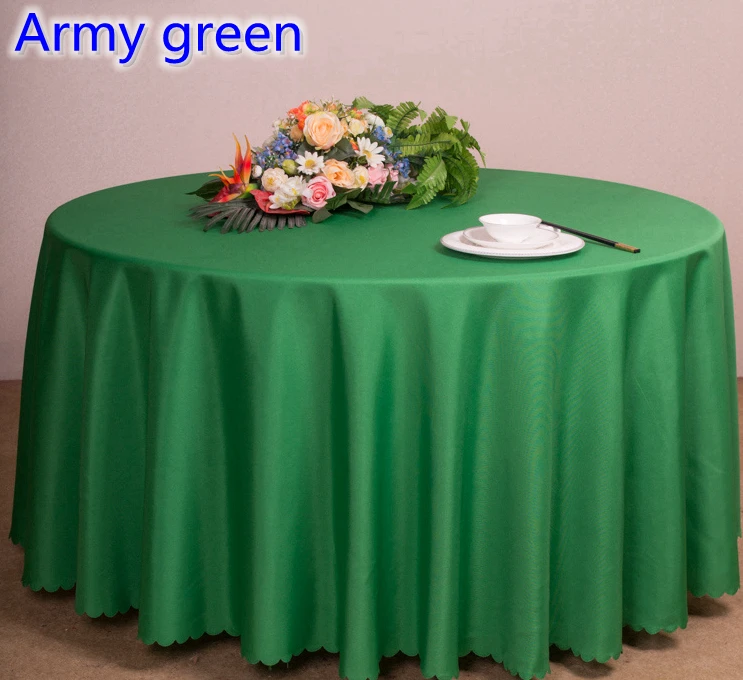 Army Green colour round dining table cloth,polyester table cover,for