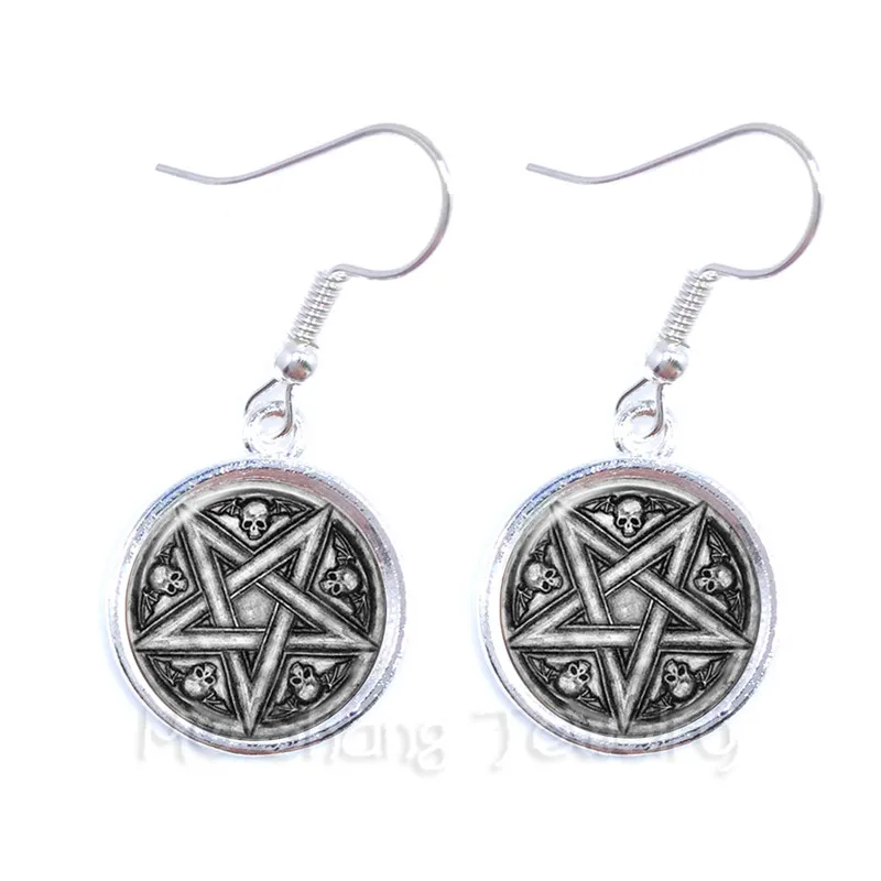 Женские серьги с логотипом Magic Wiccan Pentacle стеклянный кабошон готический талисман и