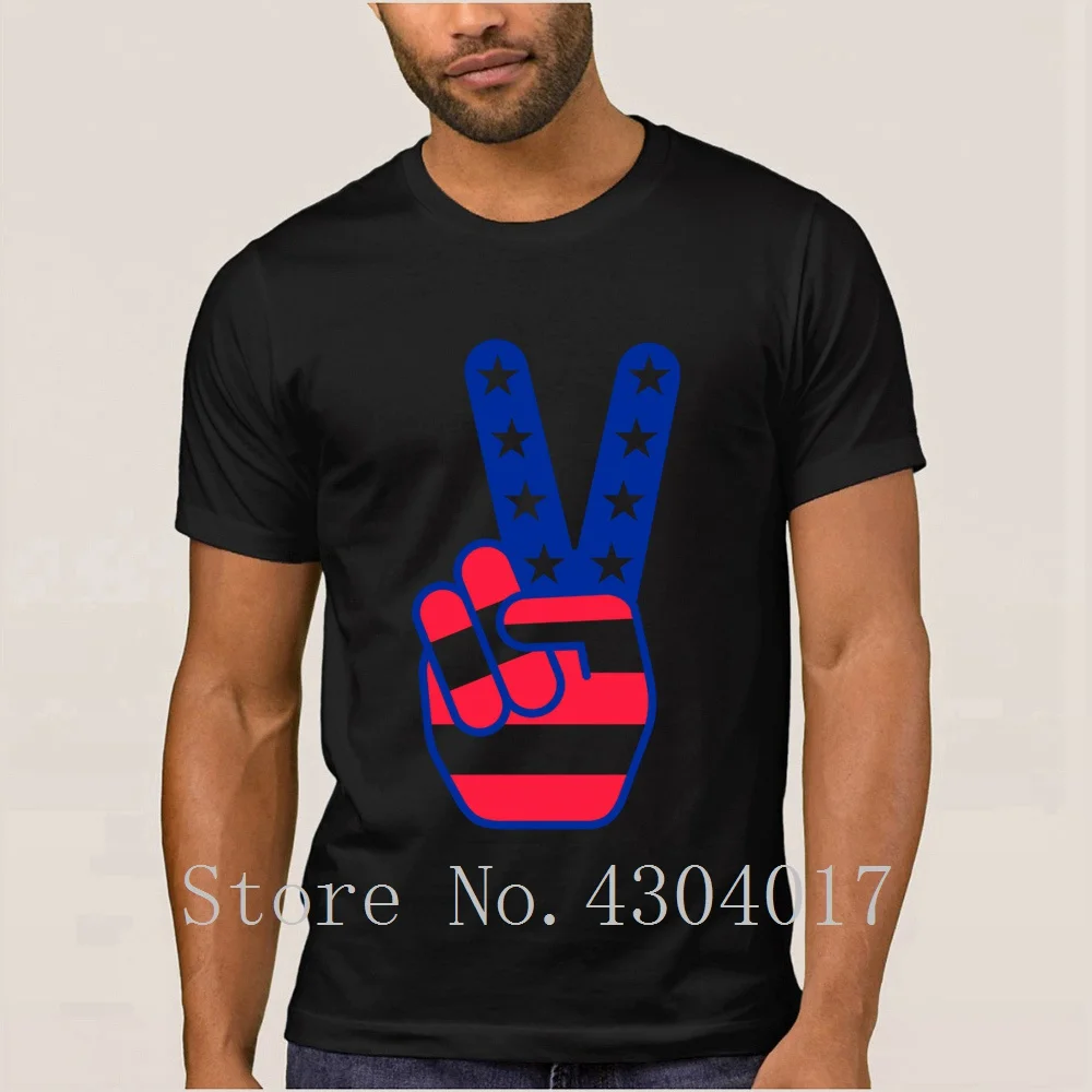 Белая мужская футболка с надписью Peace Sign Hand свободная Однотонная круглым