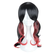 MCOSER 60 см длинный синтетический волнистый черный и красный смешанный цвет косплей парик смешанный цвет высокотемпературное волокно WIG-664F