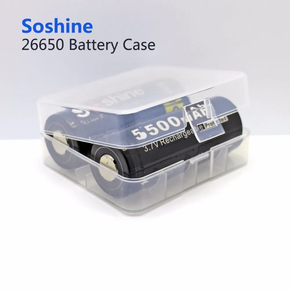 Твердый прозрачный чехол Soshine Strong 2*26650 держатель для аккумулятора 26650 |