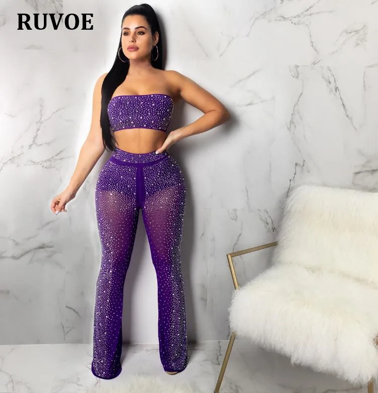 New Sparkly Rhinestone Sexy 2 Piece Set 