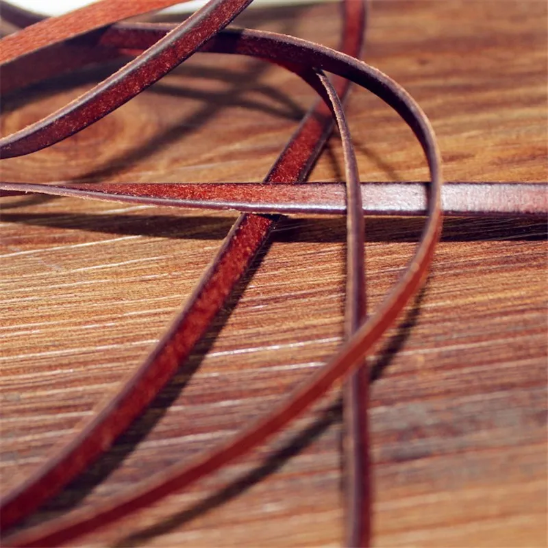 

3mm 4mm 5mm 8mm 10mm Flat Genuine Leather Cord Coffee Cow Leather Cords String Rope Bracelet Findings DIY Jewelry Cord 2M
