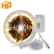 PIR датчик движения светодиодный светильник 12 В постоянного тока Светодиодная лента 5050+ адаптер+ датчик движения переключатель для DIY кровать шкаф светильник