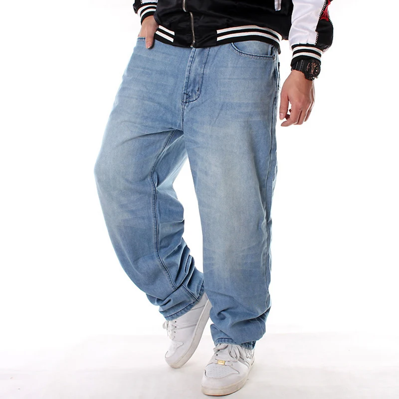 Шаровары Стиль Большие размеры джинсы мужские Новые хип-хоп мешковатые джинсы бедра свободно Прямые джинсы брюки Повседневное брюки длинные джинсы