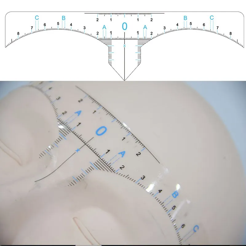 

Disposable Accurate Microblading Ruler Clear Tattoo Measurement Sticker + Blue Mark For Permanent Makeup Eyebrow Shaping 100pcs