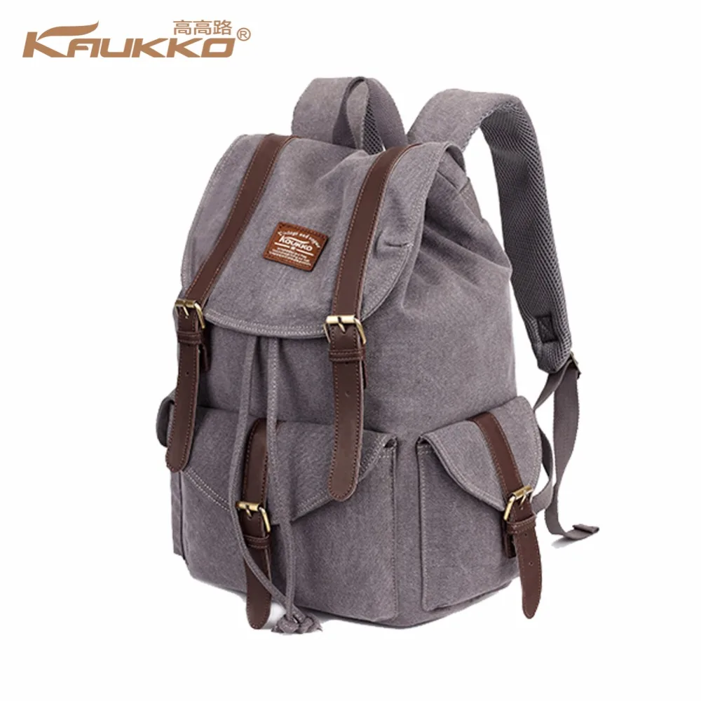 

KAUKKO canvas backpack vintage canvas laptop men's backpack school bag rucksack daypack