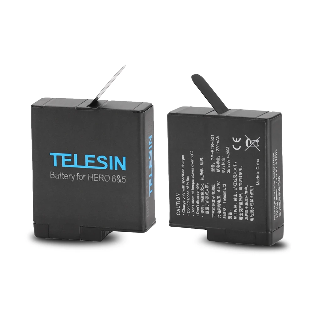 TELESIN запасная батарея 3,85 V 1220mAh+ мини сумка для хранения синий для GoPro Hero 7 6 5 Аксессуары для камеры