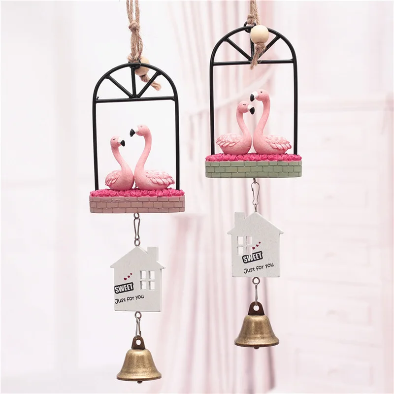 

Flamingo Wind Chime Creative Cute Door Decoration Home Accessories Pink Nordic Ornaments Creative Resin Crafts 020 y