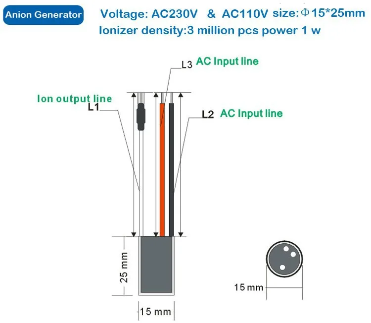 10 шт./лот Запчасти для воздухоочистителя генератор отрицательных ионов генератор анионов vltage AC110V AC230V для плотности ионизатора 3 млн шт