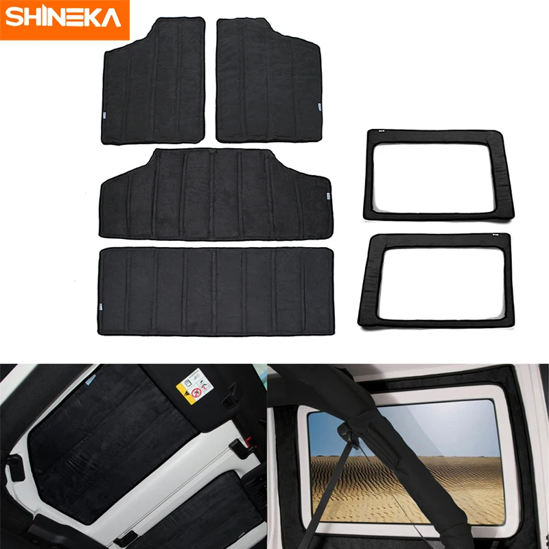 

SHINEKA Heat Insulation Cotton Pad Hardtop Headliner Roof and Rear Window Insulation Kit 2012-2017 for Jeep Wrangler JK 4 Door