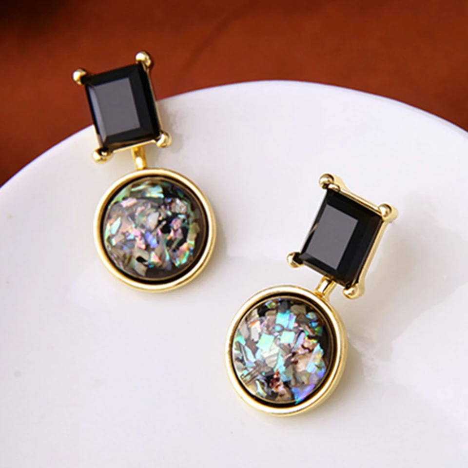 

2019 New Fashion Black Acrylic Round Dangle Earrings For Women Trendy Geometric Colorful Drop Earring Statement Jewelry Brincos