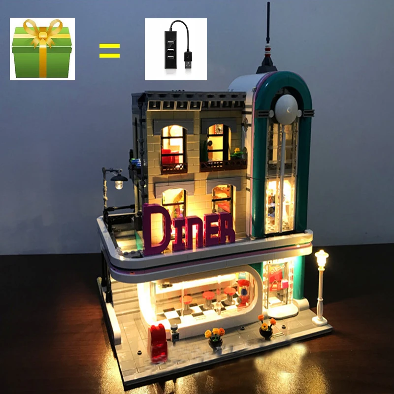Набор светильник льников для конструктора Lego город улица 10260 уличный вид центр