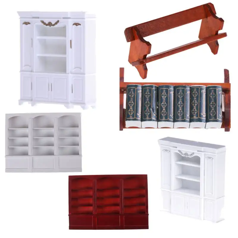 

Multi-Style Dollhouse Mini Cabinet Model Kitchen Dining Display Shelf White Doll House Decoration Miniature Kitchen Accessories
