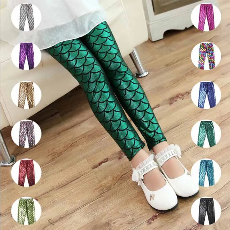 

Ywstt Spring Summer Girls Mermaid Leggings 2017 Children Colorful Printing Pants