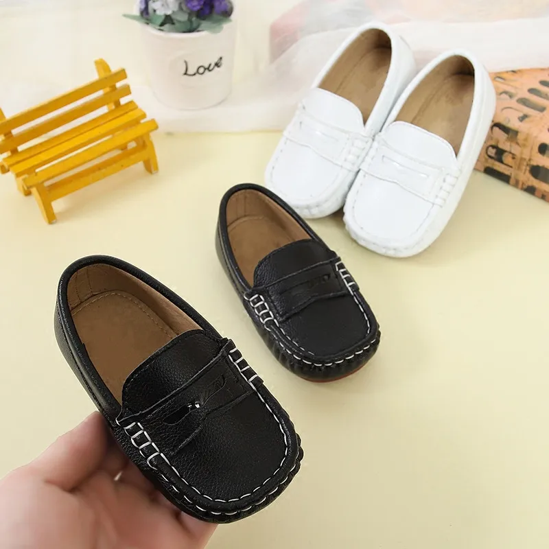 Sapatos de Bebê Meninos da Criança Nova Couro Preto Sapatos Crianças Casuais Apartamentos Respirável Estudante Não-slip Kids 018 13 Meninos Da Criança Não-slip Kids 018