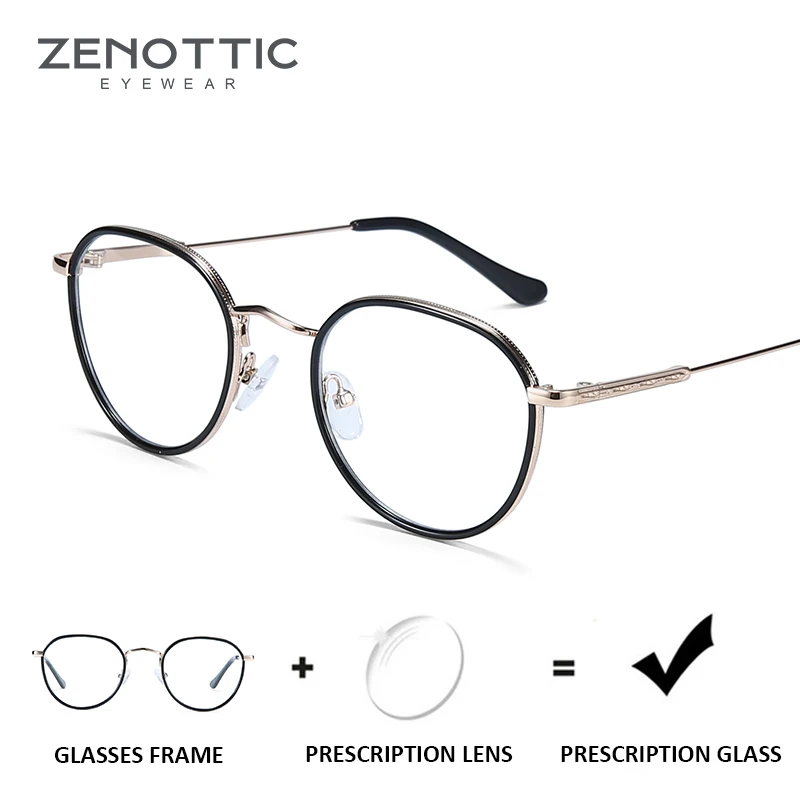 Очки ZENOTTIC женские оптические в круглой оправе винтажные фотохромные при