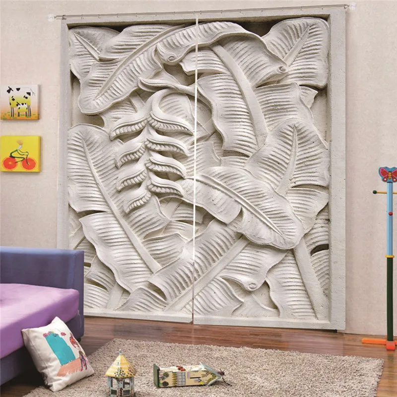 3D цифровая печать банановые листья косые окна драпировка вилла окно на крышу