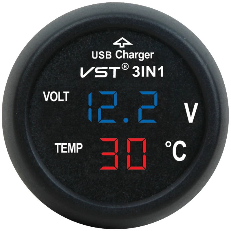 

1pcs 3 In 1 USB Car Charger Voltmeter Volt Current Temperature Meters Digital Monitor Display Portable Car Voltage Testers