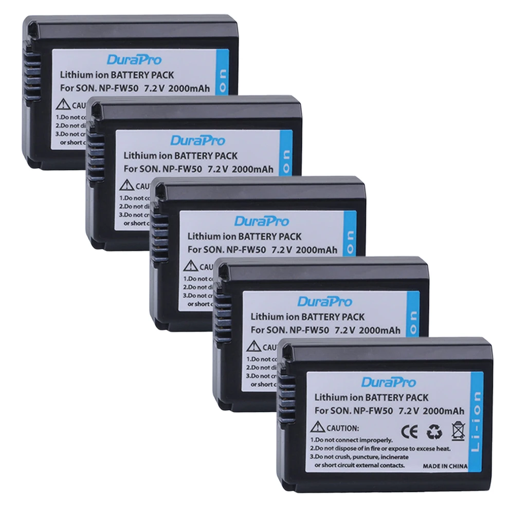 

5Pcs NP-FW50 NP FW50 NPFW50 Battery akku for Sony Alpha a6500 a6300 a6400 a6000 a5000 a3000 NEX-3 a7R