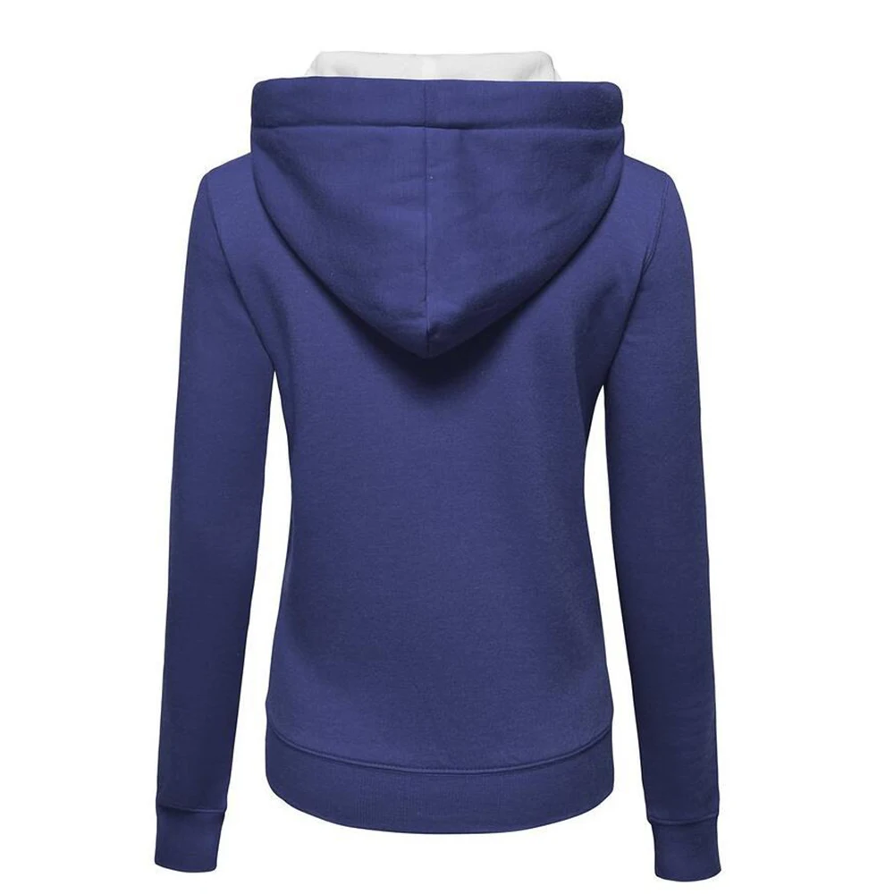 Women Sweatshirt Fashion Hooded Solid Drawstring Long Seeve Outwear Casual Zipper Female Gym Training Jackets Plus Size