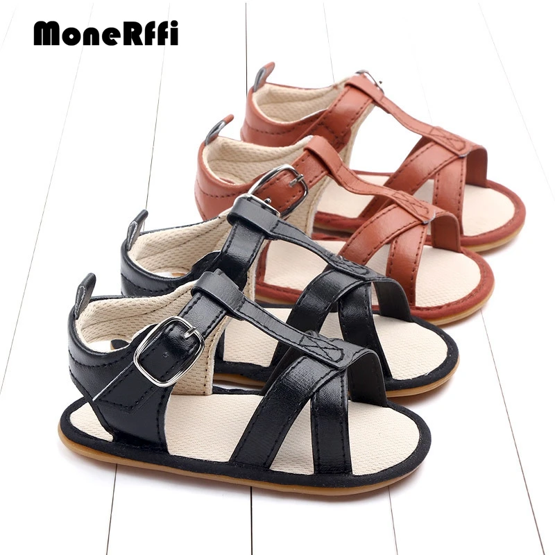 

MoneRffi Summer Baby Boby Girls Flat Sandals Beach Shoes Toddler Infant Soft Bottom Soles Skid-Proof Walking Sandals PU Non-slip