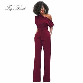 

Women Trousers Classic Solid Color Oblique Collar one-piece leg pants