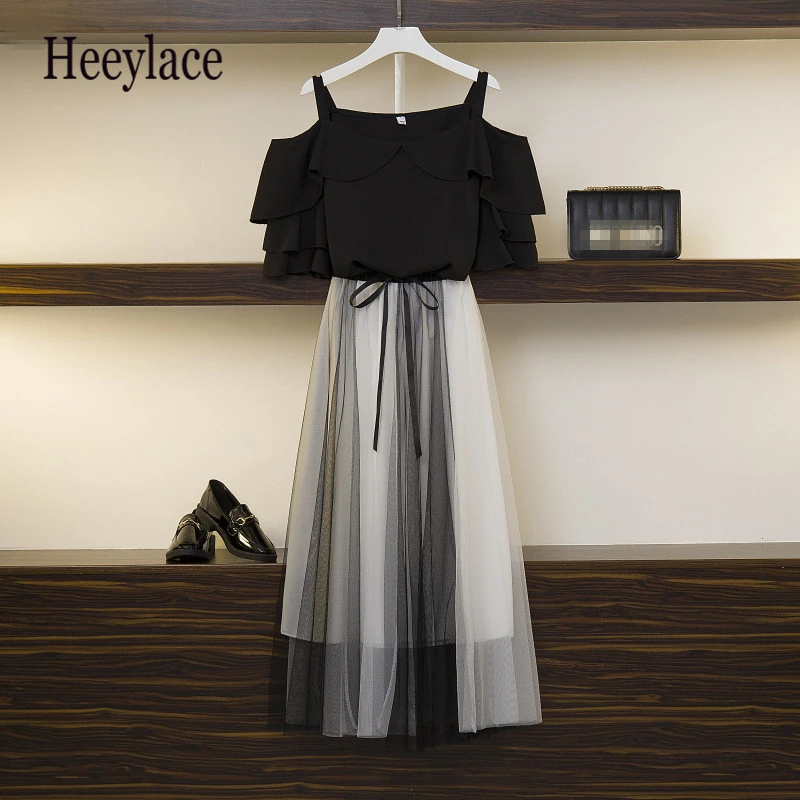 High Quality Two Piece Set For Women 2020 New Summer Wear Sets Casual Irregular T-Shirt+Retro Long Loose Skirt Plus Size 5XL |