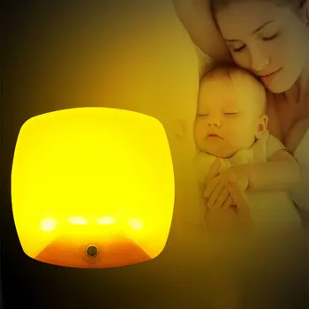 

Mini Light Sensor Control Night Lamp EU US Plug Novelty Square Bedroom lamp For Baby Gift Romantic Lights