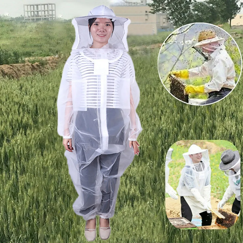 

Breathable Beekeeping Clothing Anti Bee Body Protective Mesh Hood Hat Suit Sleeve Head Beekeeping Preventing velas mosquitos #15