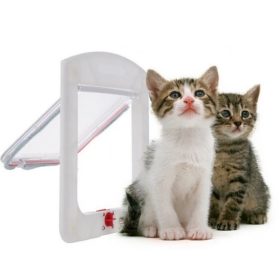 Новинка животных дверь безопасный Кошка маленькая собака 4-способ блокировки дверкой клапаном catflap
