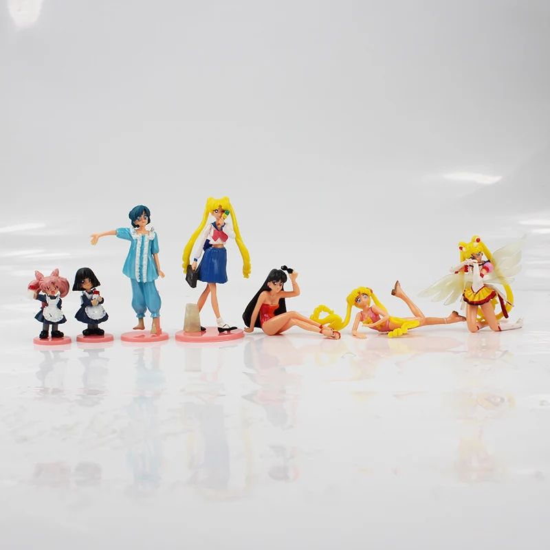 

7pcs/lot 5-10cm Anime Figure Mini Sailor Moon Mars Mercu Jupiter Cartoon Cute Sexy Figurines Collection Decoration Toy Doll