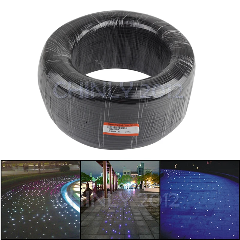 500meter High quality 1.0mm black PMMA Plastic end glow Fiber Optic cbale