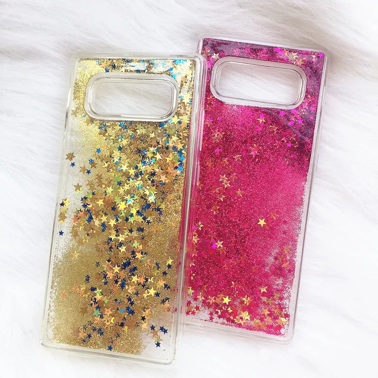 

Shine Stars Glitters Twinkle Liquid Quicksand Flowing Dynamic Back Clear Cover Case For Samsung Note8 S8plus S7 Shell Protection