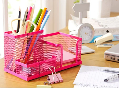 

Mesh Cube colorful Metal Multifunctional Pen Holder Stand Combination Card Storage Office stationery holder Pen Container