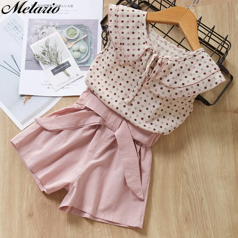 Melario/комплекты одежды для девочек Лидер продаж, Летний жилет для девочек из 2 предметов плиссированные шорты комплект детской одежды из 2 предметов одежда для маленьких девочек