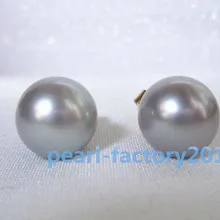 Круглые AAA+ 10-9 мм серые южные серьги с морским жемчугом AAAAAA