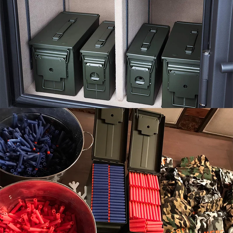  50 Cal Ammo Can Steel Ammo Box Military & Army Solid Tactical Waterproof Holder Box for Long-Term B