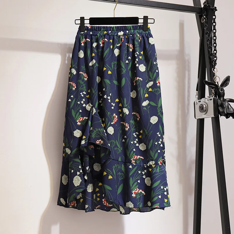 2XL-6XL размера плюс женские юбки в стиле бохо повседневные летние с цветочным