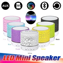 50PCS/Lot LED Mini Wireless Bluetooth Speaker TF USB FM A9 S10 Portable Music Loudspeakers Hand-free call For Phone PC with Mic