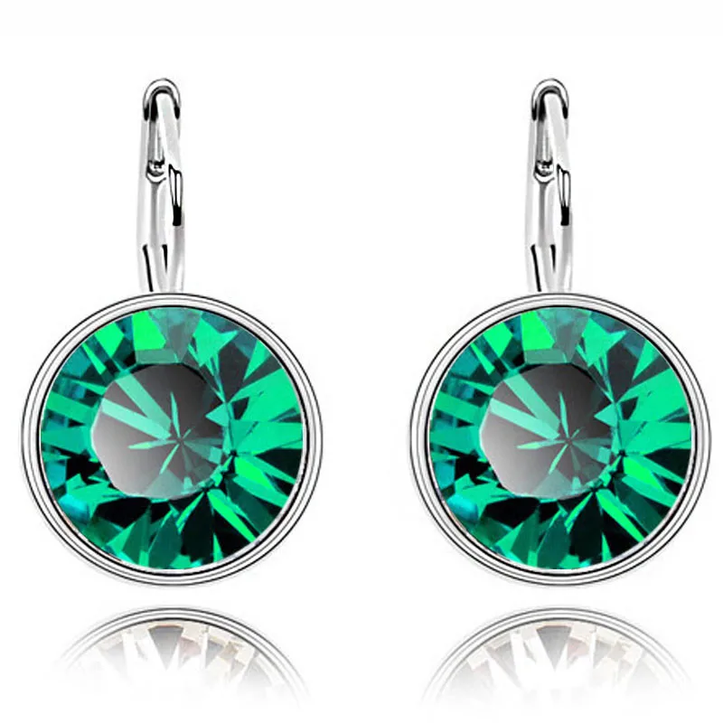 

QCOOLJLY New Fashion Silver Hoop Earrings For Women 6 colors Top Quality CZ Stone Crystal Wedding Earring Jewelry oorbellen