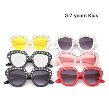 

2018 NEW Arrived Diamonds Frame lovely Kids sunglasses High Quality Girls Summer eyewear UV400 Beach Child Sun glasses n77