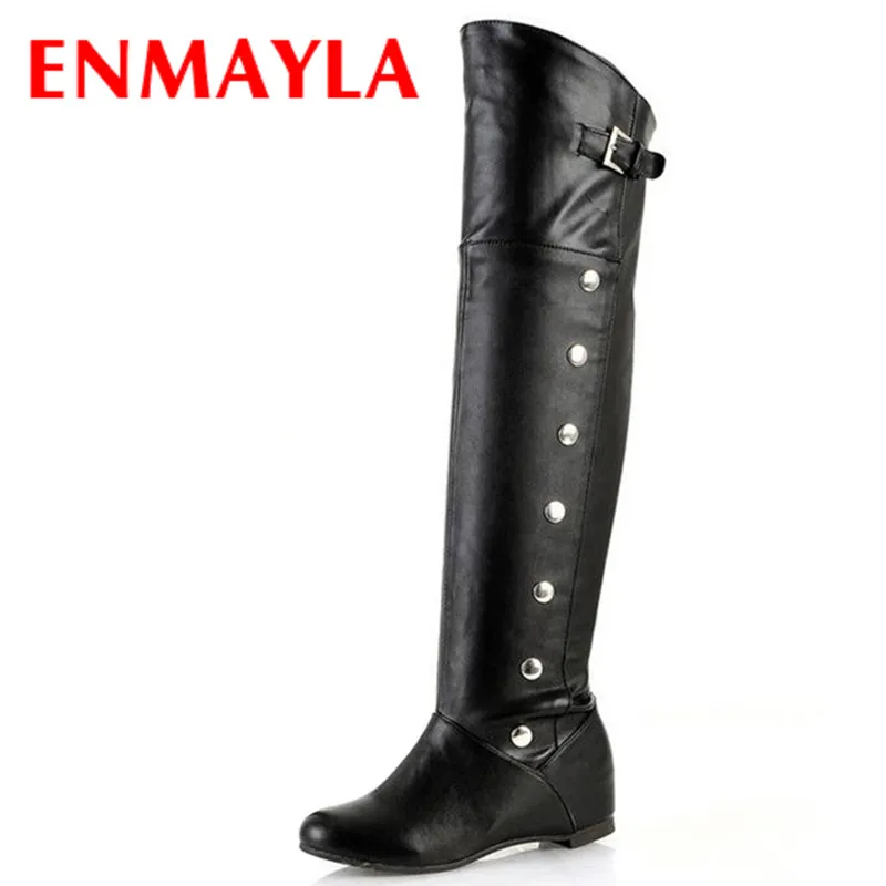 

ENMAYER High quality new Over-the-Knee boots For Women sexy fashion Rivets winter shose cusual snow shose long boots 34-47