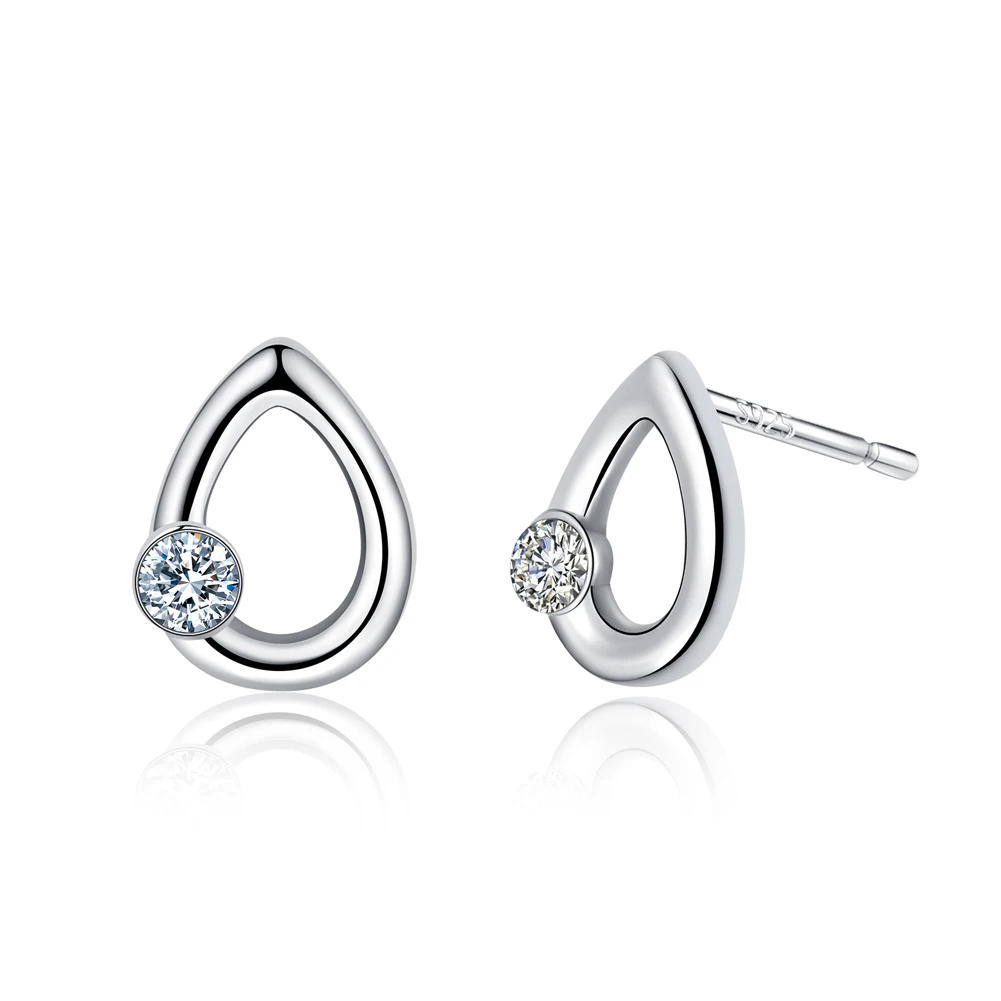 New Arrive Water Drop sharp Stud Earings Fashion Silver Color Crystal