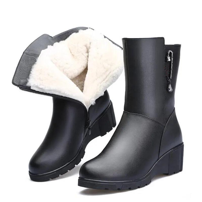 

ZXRYXGS Brand Shoes Woman Wedges Warm Comfortable Wool Snow Boots 2018 New Winter Fashion Casual Shoes Genuine Leather Boots