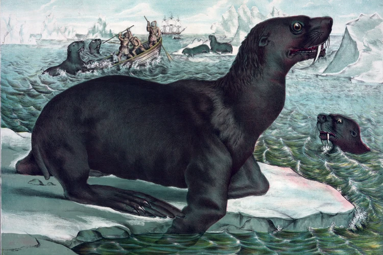 

vintage posters hand drawing prints on canvas scenery painting decorative wall art animal picture sea lion on the ice portrait