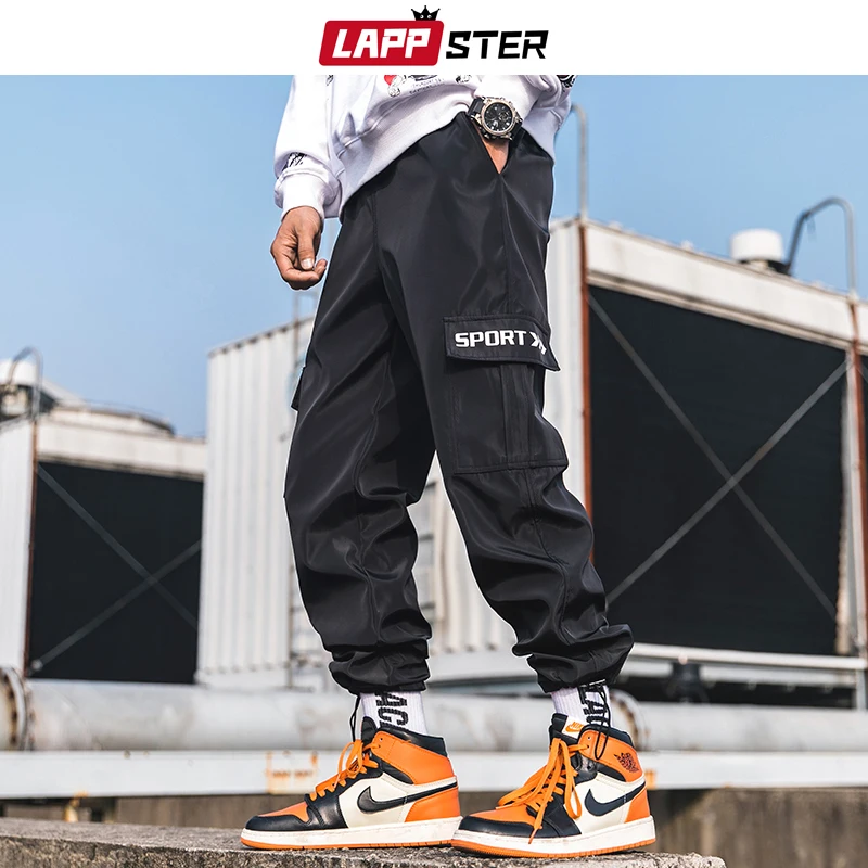 

LAPPSTER Men Streetwear Joggers Pants 2019 Hip Hop Summer Cargo Pants Fashions Black Casual Sweat Pants Mens Track Trousers