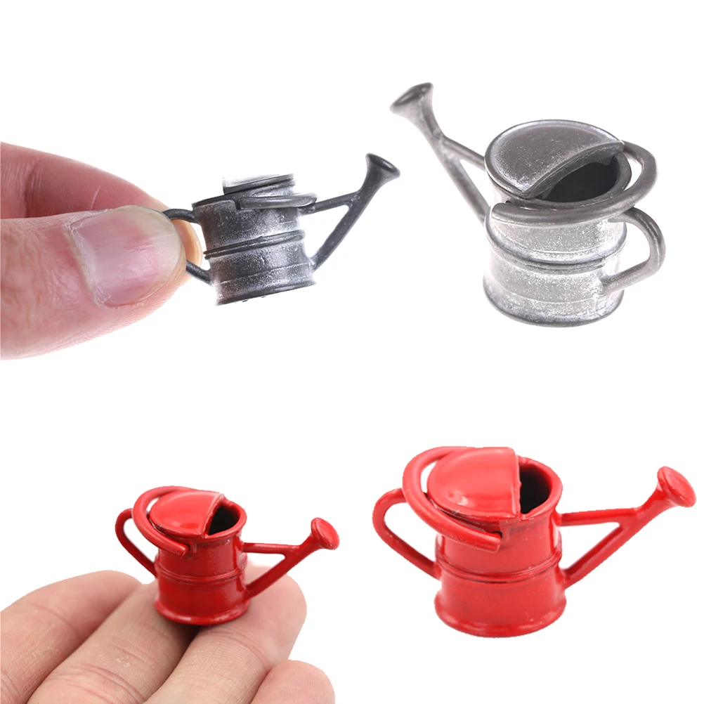 

tin Metal Dollhouse Miniature Watering Can Handicrafts Model Dollhouse Decoration White Dollhouse Accessories Classic Baby Toys