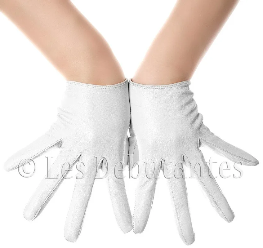 Белые кожаные перчатки Сексуальные облегающие