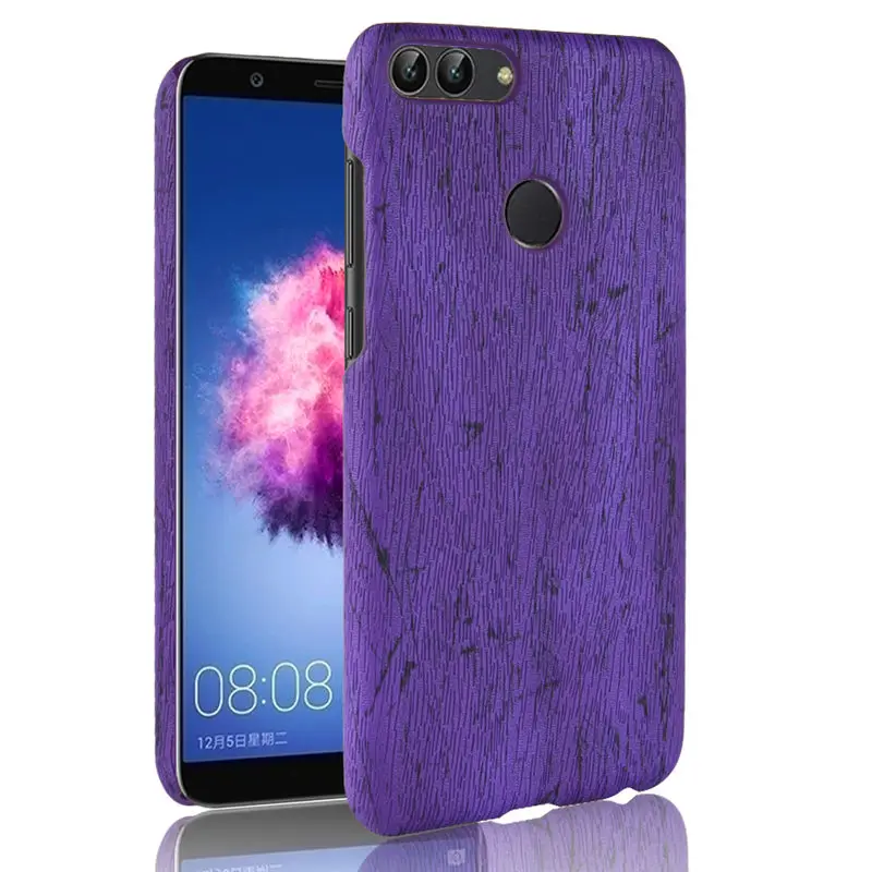 

SuliCase Leather Case for Huawei P Smart Wood Grain Hard Case Cover for Huawei P Smart PSmart Enjoy 7S Hard PC Frame Cover